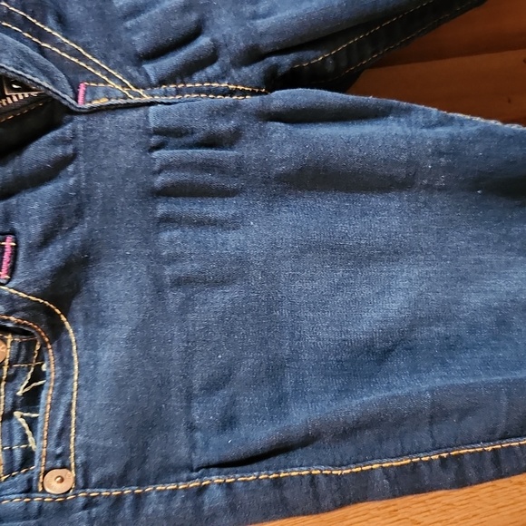 TRUE Religion Capris Dark Wash Stretch Denim Women's 28 Contrast Stitch - Picture 7 of 8